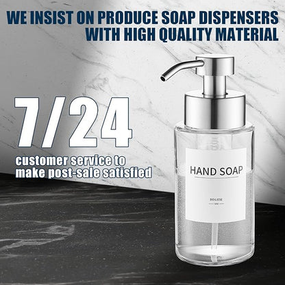 Glass Foaming Hand Soap Dispenser, 10 oz Easy Refill Glass Soap Dispenser