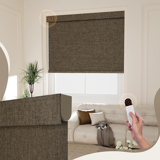 Boolegon Motorized 100% Blackout Roller Blinds