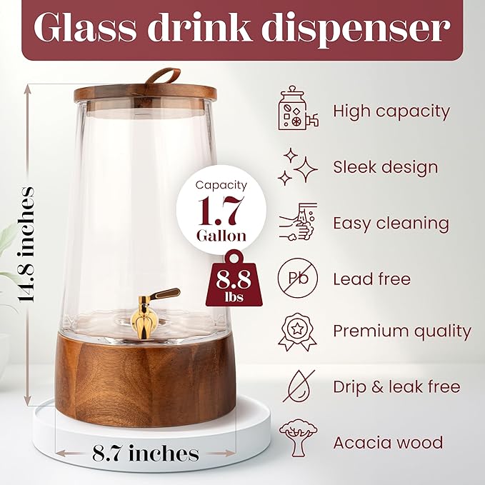 FOODLE Large Glass Drink Dispenser