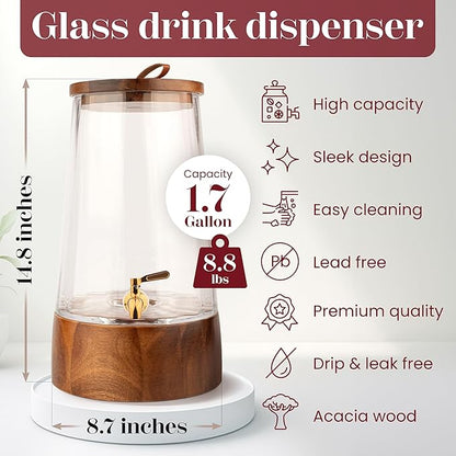 FOODLE Large Glass Drink Dispenser