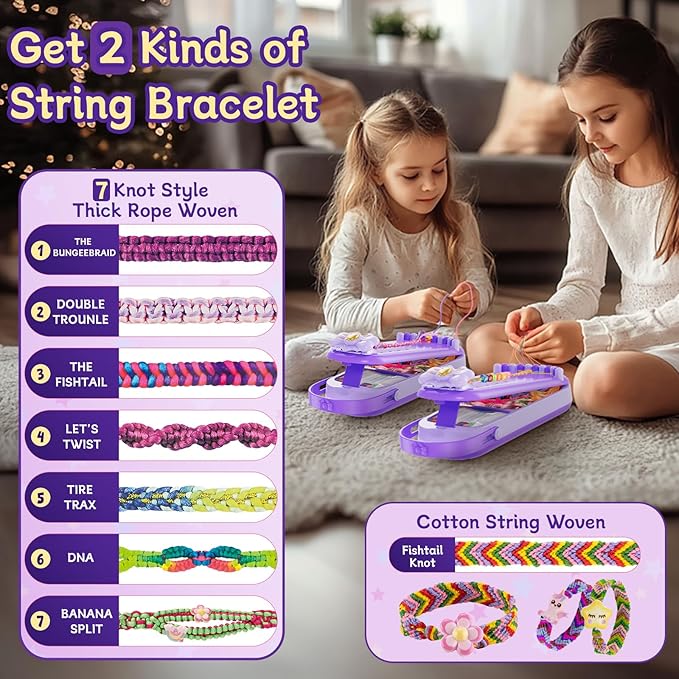 Friendship Bracelet Making Kit for Girls - DIY Bracelets Maker Art and Craft Kits for Kids - Jewelry String braiding Set Toys for Age 6 7 8 9 10 11 12 Year Old Girl Christmas Birthday Gifts - Purple
