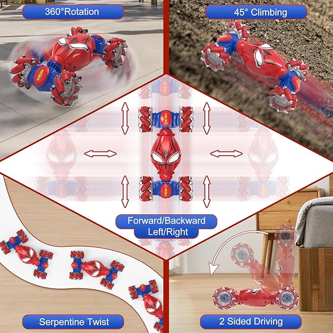 ATHLERIA Spider Gesture Sensing RC Stunt Car Toys for Boys Age 8-13,Hand Remote Control Cars,Drift Rc Car with Lights,Twist,Easter Chritmas Birthday Gift Ideas for Boy Girls Kids 678910+ Year