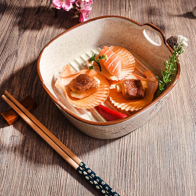 Japanese Style Ceramic Casserole Dish, 6.7-Inch Square Baking Dish