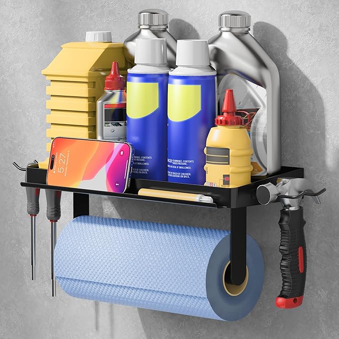 ZUNTO 3-in-1 Wall Mount Garage Paper Towel Holder