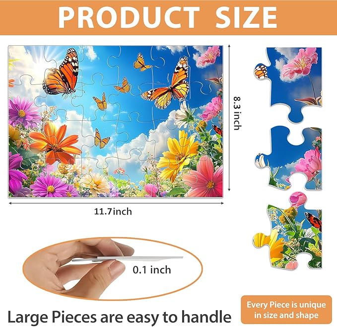 6 Packs 24 Piece Puzzle for Seniors, Alzheimer's & Dementia Activities, Easy Puzzle Alzheimer's Game, 6 Storage Bags