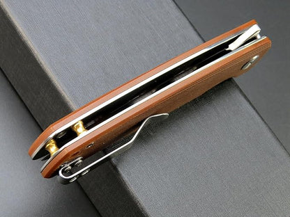 Eafengrow EF230 Folding Knife D2 Steel Blade G10 Handle Scales EDC Tool Knives for Outdoor Camping Hiking Working(brown)