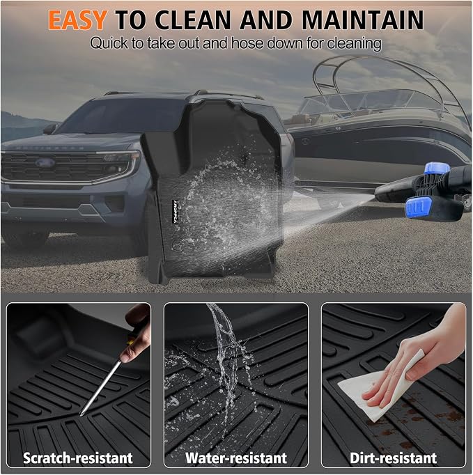 All Weather Car Floor Mats Cargo Liner with Backrest Mat for 2025 Ford Expedition Max 7 Seats, TPE Rubber Liners Full Set Automotive Mats for 2025 Expedition Max Accessories