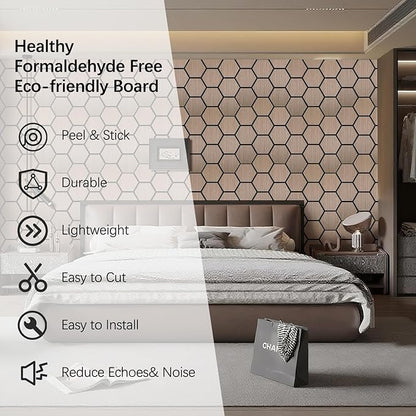 Hexagon Acoustic Wall Panels, Self-Adhesive Sound Absorbing Wall Panel by ARMURO