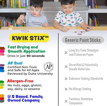 Kwik Stix Solid Tempera Paint Sticks – 12 Pack of Light Blue – Same Color Washable, Quick Dry, ASTM Certified, Non-Toxic, Allergen-Free Kids & Toddler Art Supplies for Home, School & Crafts