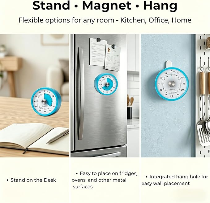 Searon Magnetic Visual Kitchen Timer, 60 Minute Countdown Timer