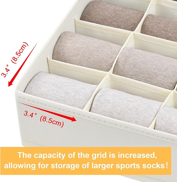 Joyoldelf Sock Drawer Organizer Divider Underwear Organizer 16-cell Fabric