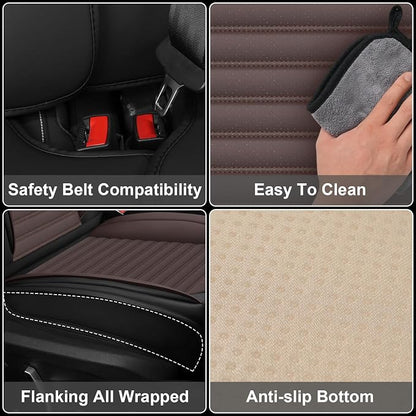 Seat Covers Fit for Nissan Rogue 2015-2026, Breathable and Comfortable Leather Car Seat Cover, Deluxe Waterproof Cushion Cover Auto Interior Accessories,Standard (Black Brown)