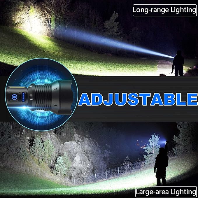 Cinlinso Flashlights High Lumens Rechargeable, 99,000 Lumens Super Bright Led Flashlight, Flash Light with 7 Modes, IPX6 Waterproof, Handheld Powerful Flashlight for Camping, Emergencies (Black)