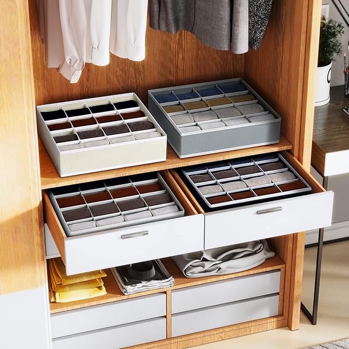 Joyoldelf Sock Drawer Organizer Divider Underwear Organizer 16-cell Fabric