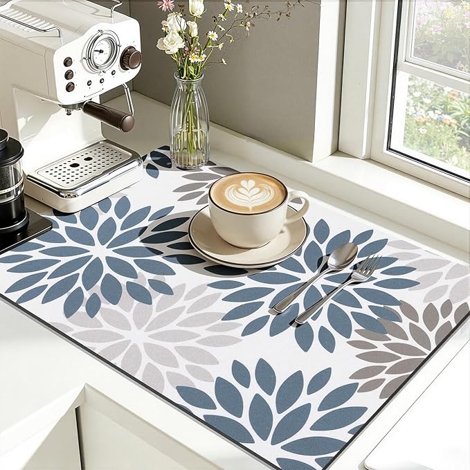 Findosom Floral Dish Drying Mat, Cuttable Drying Mat