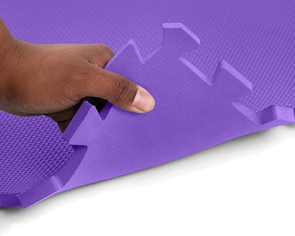 FlooringInc's 1/2" Soft Non-Toxic Baby Play Mat, Toddler Playmat, Colorful Puzzle PlayMat, Floor Mats for Kids & Babies, EVA Foam Interlocking Tiles for Nursery & Playroom | Purple, 15 Tiles, 60 Sq/Ft