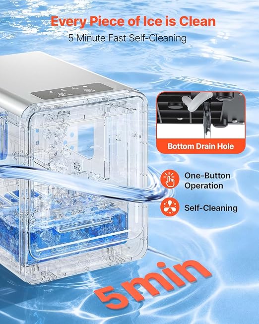 VEVOR Countertop Ice Maker, 33 lbs per Day, Self-Cleaning Portable Machine