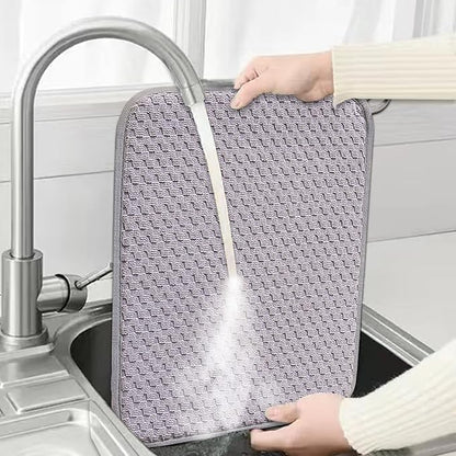 Dish Drying Mats for Kitchen Counter 2 Pack, Dish Drying Pads Absorbent
