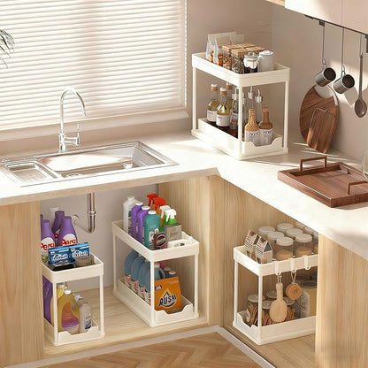 Under Sink Organizers and Storage 2 Pack, Pull-Out Sliding Cabinet Organizer