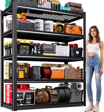 Garage Shelving-3000 lbs 5 Tier Storage Shelves, Adjustable Heavy Duty Metal