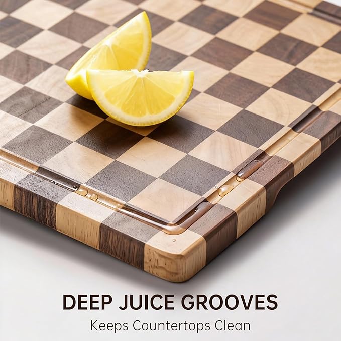 Checkerboard Cutting Boards for Kitchen, Acacia Wooden Cutting Board, End Grain
