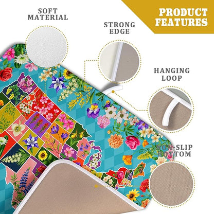 Flower Map Dish Drying Mat American Floral Decoration Coffee Mat