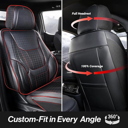 Coverland Custom Fit Car Seat Covers for SUV Compatible with [2016-2022 Honda Pilot] Premium Car Seat Cover Water Resistant Leather Non-Slip Interior Protector [Front Black - Size Chart A33]