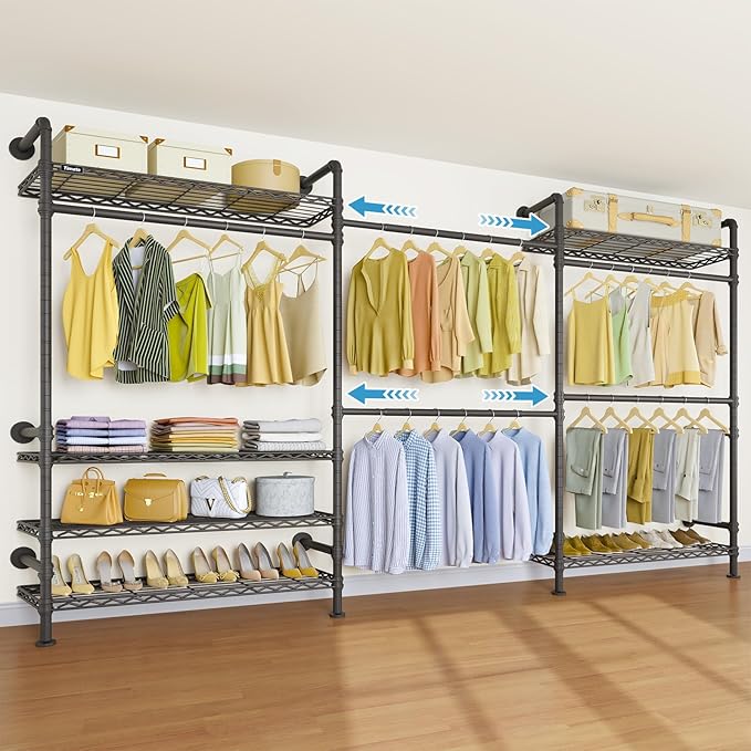 Timate F3 Plus Wall Mounted Clothes Rack Industrial Pipe Clothing Rack