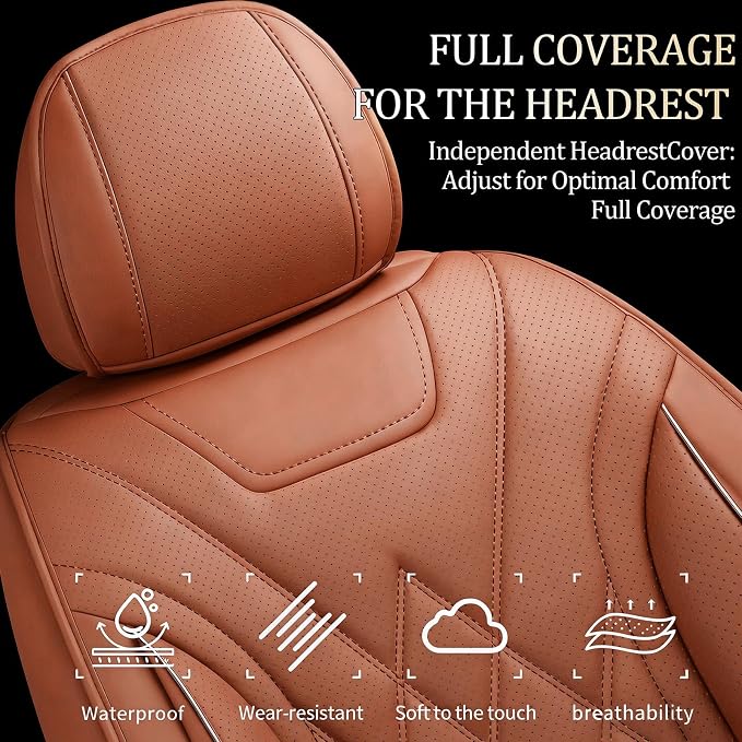 Car Seat Covers Compatible with Hyundai Accent 2017-2026 - Waterproof & Breathable Luxury Leather All-Weather Seat Cushions Protectors, Airbag Compatible, Only 2 Front seat Covers (Brown)