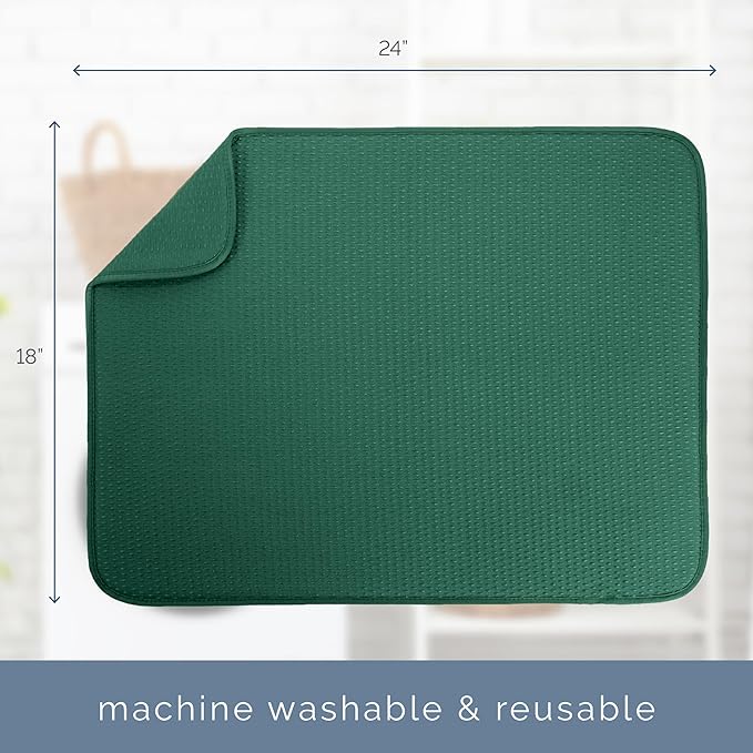S&T INC. Dish Drying Mat XL, 18” x 24”, Absorbent Microfiber Kitchen Counter Mat