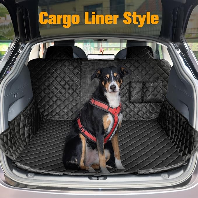 PETICON Dog Seat Covers for Tesla Model 3 & Y Back Seat with 2 Pack Door Protectors, 100% Waterproof Dog Hammock for Tesla with Mesh Window & Headrest Protection Prevents Scratches and Scuffs