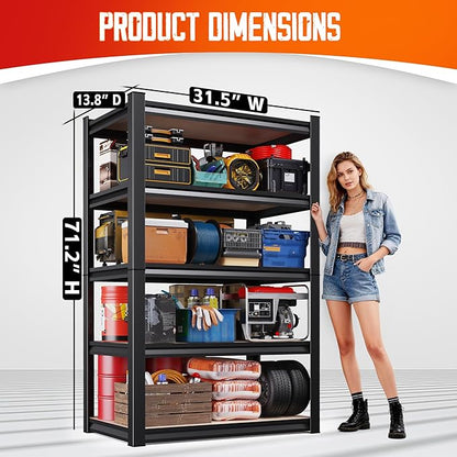 Set of 3 71"H Garage Shelving-5 Tier Garage Storage Shelves, Adjustable Heavy