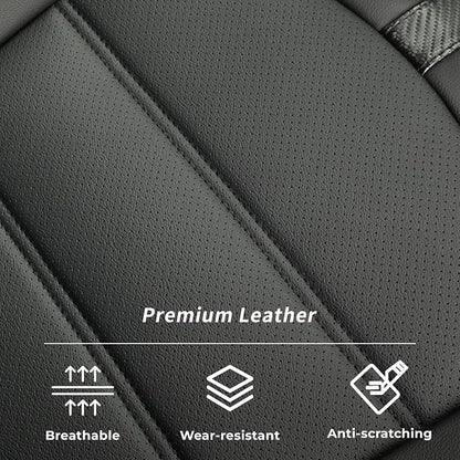 coverdream Tacoma Front Seat Covers for 2016-2023 Toyota Tacoma Double/Crew Cab SR,SR5,TRD Off Road,TRD Pro,TRD Sport,Limited Pickup,Waterproof Leather Car Seat Protector(2-Pack,Black&Carbon Fiber)