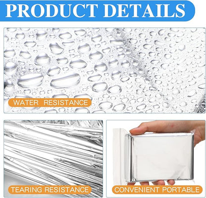 Macarrie 75 Pack Emergency Foil Thermal Blankets - Silver Foil Survival Blanket Space Blanket Kit for Outdoors, Camping, Hiking, Homeless, First Aid