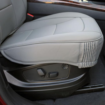 FH Group Car Seat Cover for Back Seat Solid Gray Faux Leather - Universal Fit, Rear Seat Covers for Cars with Rear Split Bench, Car Seat Cushions, Car Interior Accessories for SUV, Sedan, Van