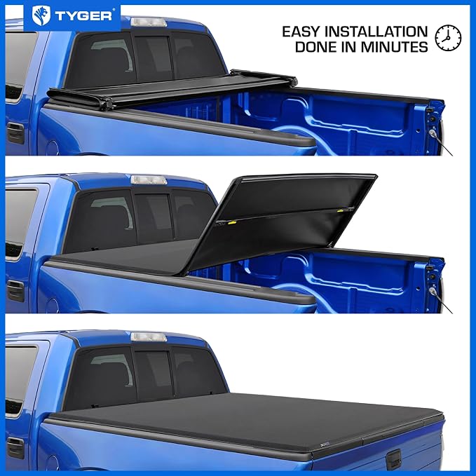 Tyger Auto T3X Soft Tri-Fold in Fabric Truck Bed Tonneau Cover Compatible with 2014-2018 Chevy Silverado GMC Sierra 1500; 2019 LD/Limited | 5'9" (69") Bed | TG-BC3C1006X