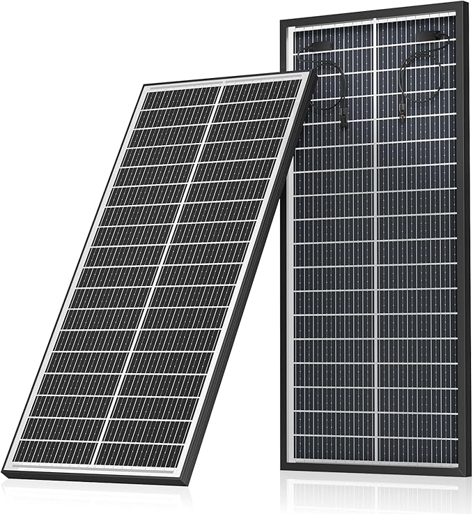 100 Watt Bifacial Solar Panel, 18BB Monocrystalline High Efficiency Module, Dual-Sided 12V/24V for RV, Boat, Cabin, Camping, Off-Grid Systems