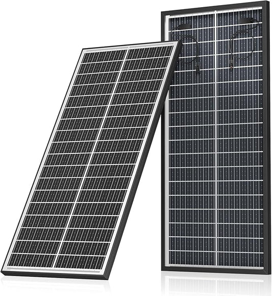 100 Watt Bifacial Solar Panel, 18BB Monocrystalline High Efficiency Module, Dual-Sided 12V/24V for RV, Boat, Cabin, Camping, Off-Grid Systems