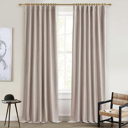 100 Inch Extra Wide Curtains Linen Farmhouse Insulated Thermal Draps