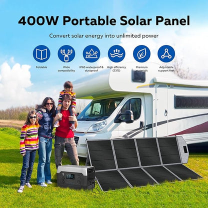 400w Portable Solar Panel - Foldable Solar Panel Charger for Power Station Camping RVs Off Grid