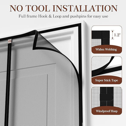 Yotache Hanging Magnetic Screen Door Fits Door Size 60 x 78, Screen Size 62" x