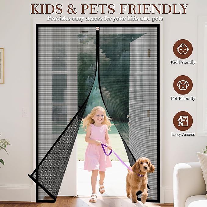 Yotache Hanging Magnetic Screen Door Fits Door Size 60 x 78, Screen Size 62" x