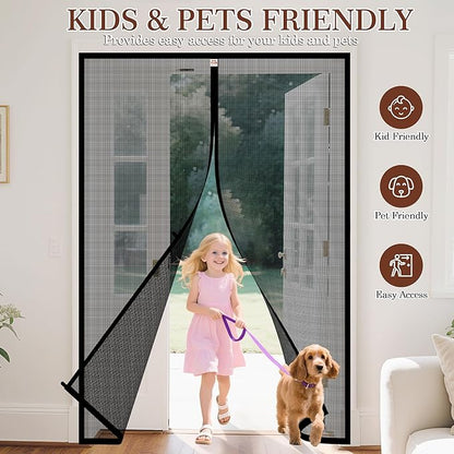 Yotache Hanging Magnetic Screen Door Fits Door Size 60 x 78, Screen Size 62" x