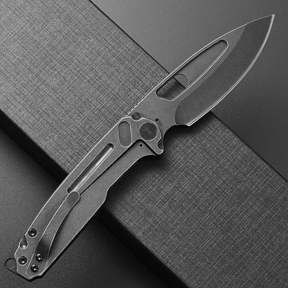 Ccanku C1136 Folding Knife,D2 Steel Blade+ G10&Steel Handle EDC Tool,Outdoor Hunting Camping Knife(Black)