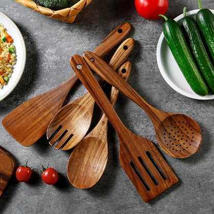 5 Piece Teak Wood Cooking Utensils Set