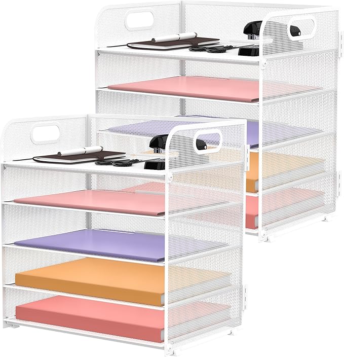 2 Pack 5-Tier White Desk Organizer