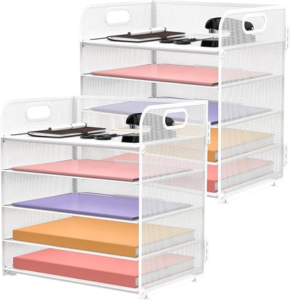 2 Pack 5-Tier White Desk Organizer
