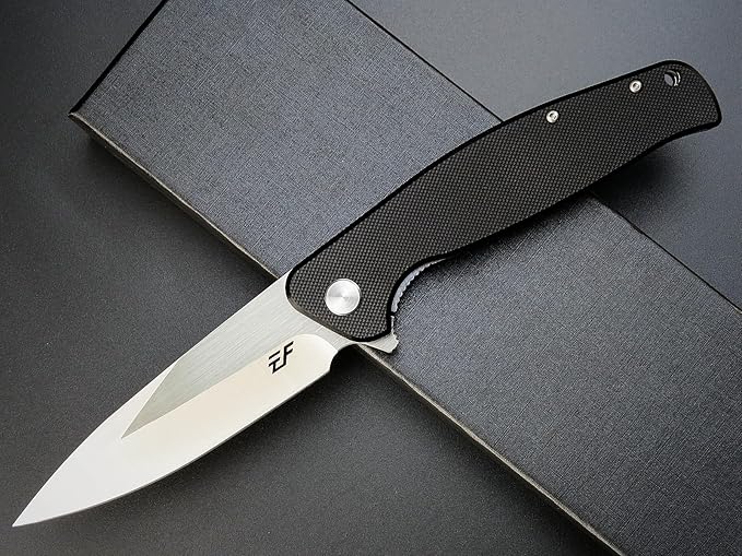 Eafengrow EF240 Folding Knife D2 Steel Blade G10 Handle EDC Tool Pocket Knives for Outdoor Working Camping (black)