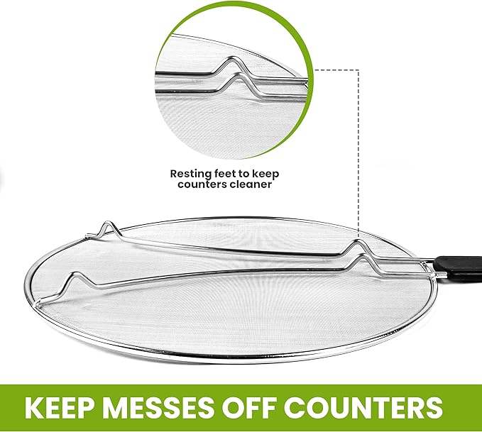 13" Grease Splatter Screen for Cooking | Stainless Steel Oil Splatter Guard and