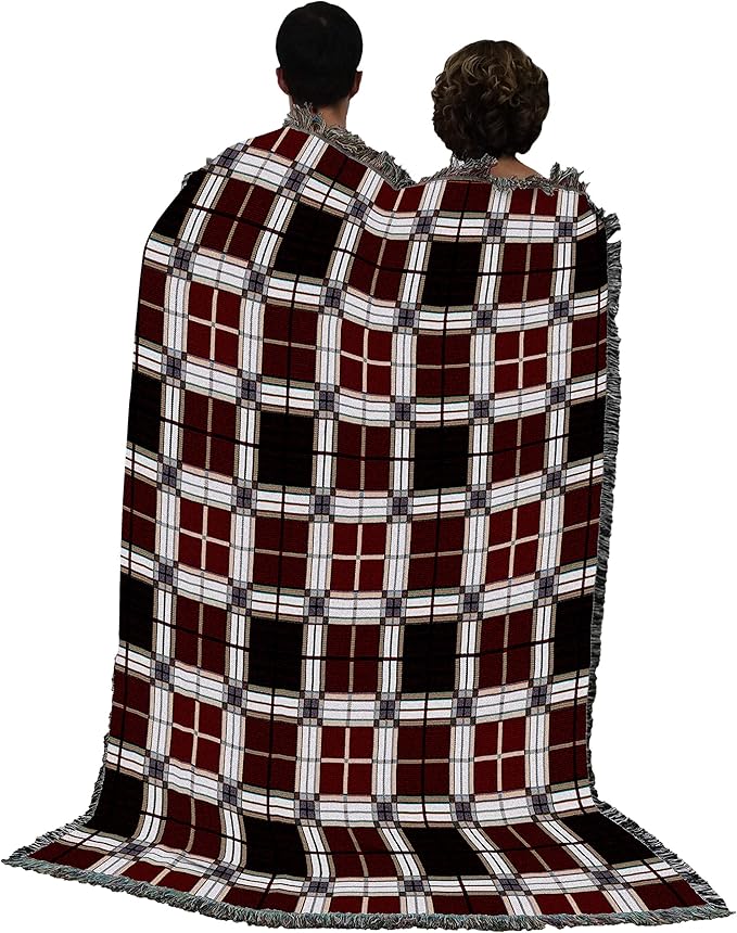 Pure Country Weavers Plaid Blanket Brickcraft - Patterns Gift Tapestry Throw Woven from Cotton - Made in The USA (72x54)
